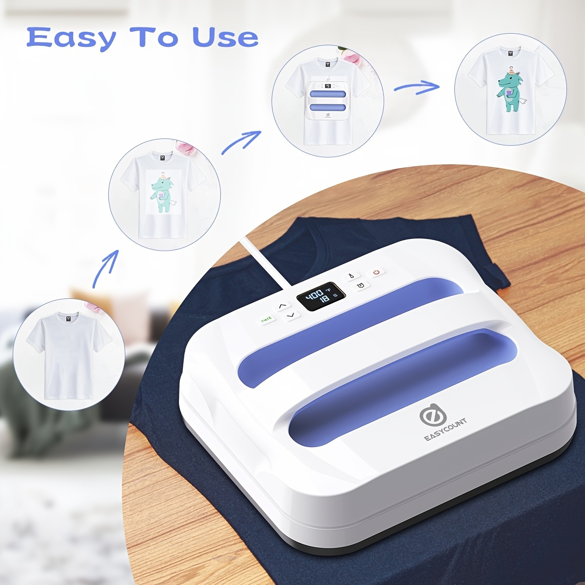 Mini Heat Press Machine T-Shirt Printing Easy Heating Transfer Press Iron  Machines for Clothes Bags Hats Pads Blanket Phone Case Portable HTV Vinly  Projects DIY Home Business 