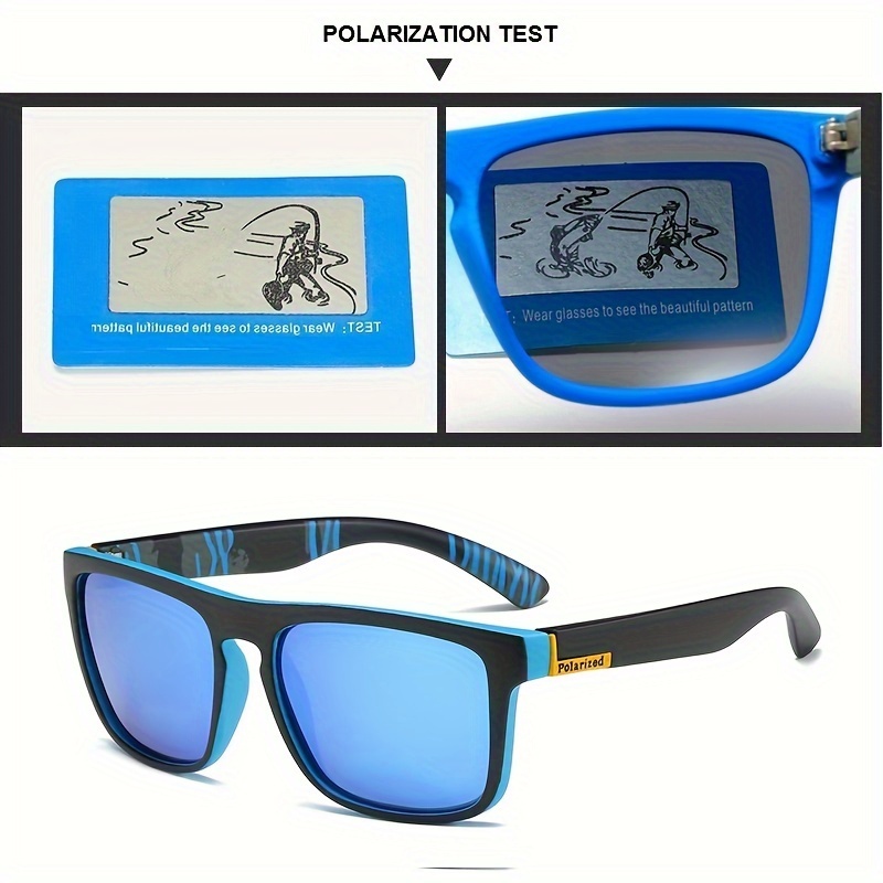 1pc Men's Newest Vintage Square Frame Polarized Sunglasses, Sports Driving Fishing Shopping Travel Anti-Glare, UV400,Sun Glasses,Temu