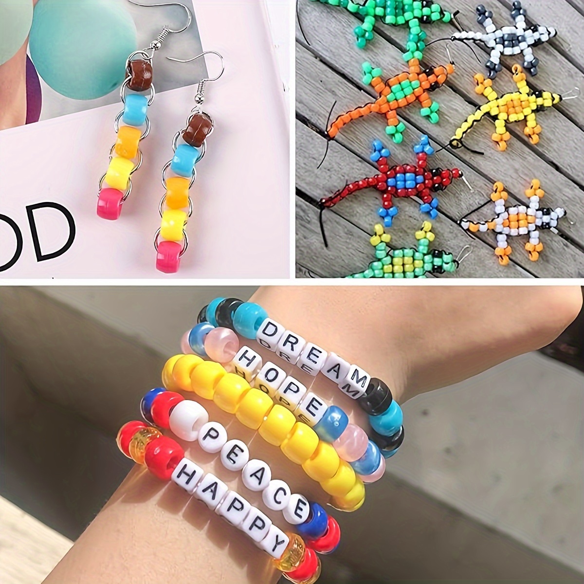 Friendship Bracelets Making Kit ,Kandi Bracelet Kit with Pony Beads Elastic  String Charm Smiley Face and Letter Beads for Kids Crafts and Jewelry