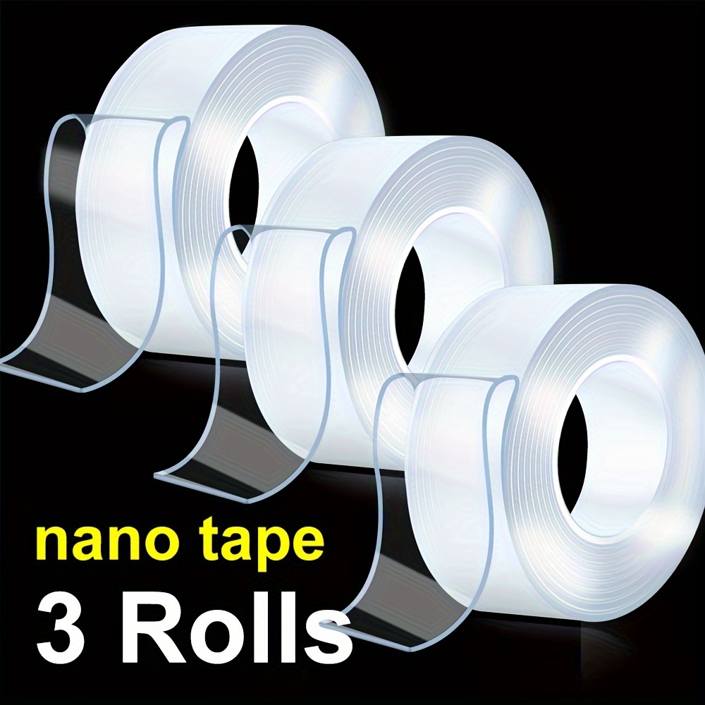 

3 Roll Nano Tape, Double Sided Tape Transparent Traceless Reusable Washable Adhesive Strips Strong Sticky Mounting Hanging Strips Gel Tape For Home And Office