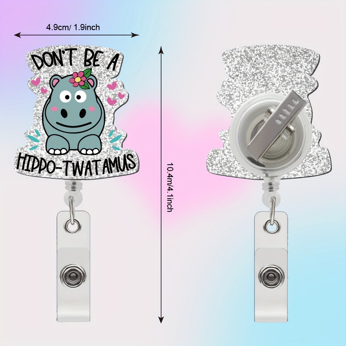 Don't A Hippo twatamus Retractable Badge Reel Clip Cute - Temu