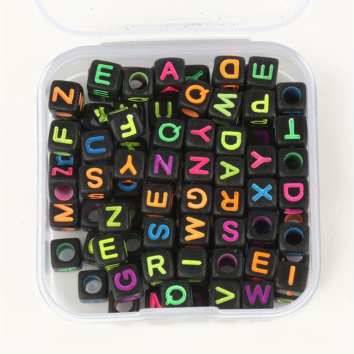 7mm Multicolor Cube Alphabet Letter Beads Colorful Acrylic Letter