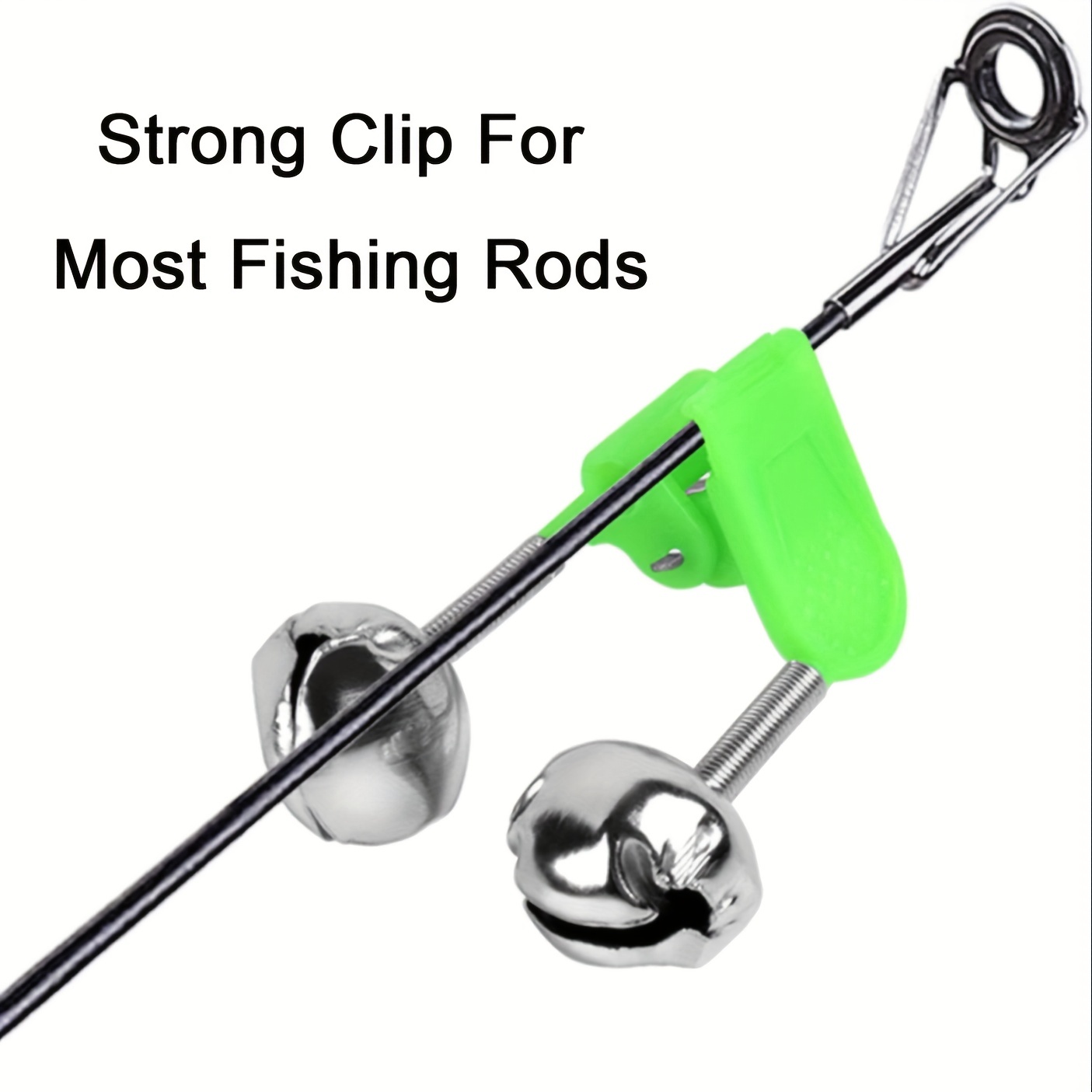 50pcs Plastic Fishing Bells Clips Fishing Rod Alarm Bite Alarms Ring Green  ABS Fishing Accessory Outdoor Metal