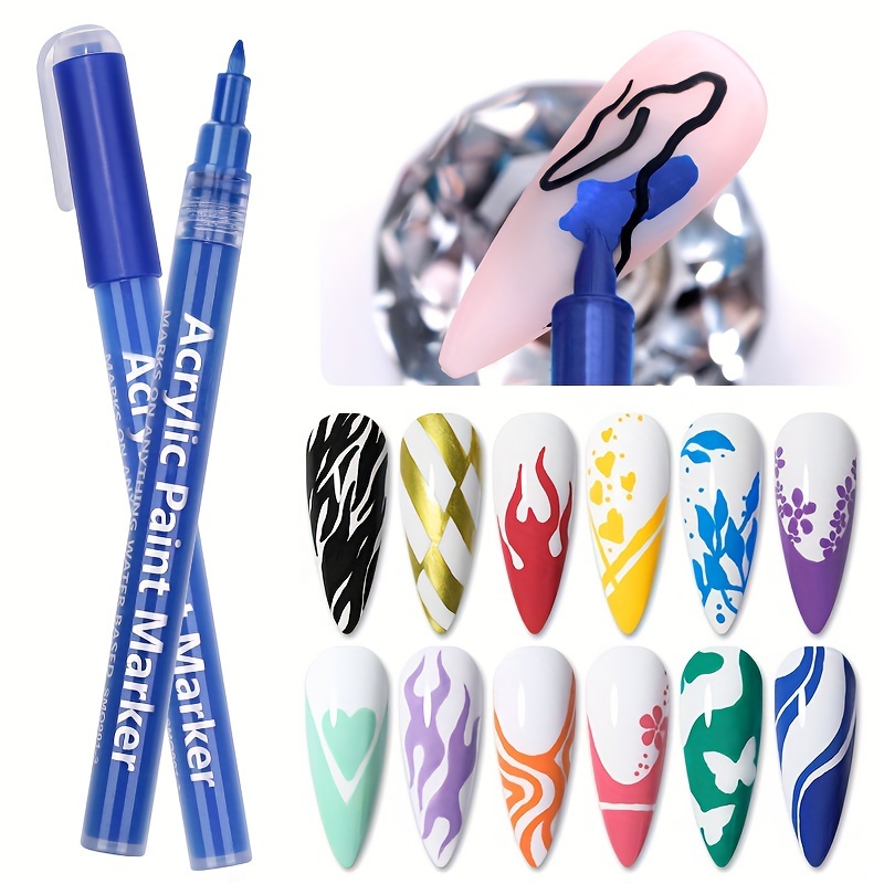 3D Nail Art Pens Set 12Pcs Quick Dry Waterbased Marker With