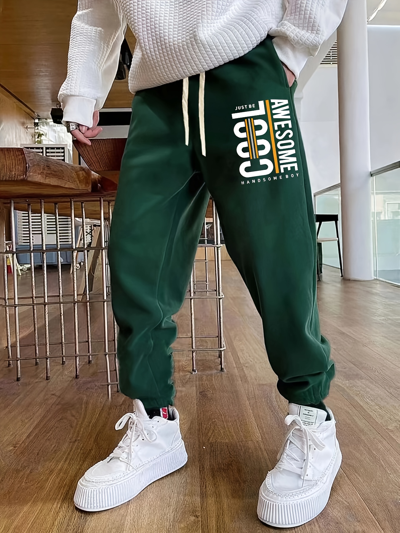 Letter Graphic Drawstring Pockets Sweatpants Casual - Temu