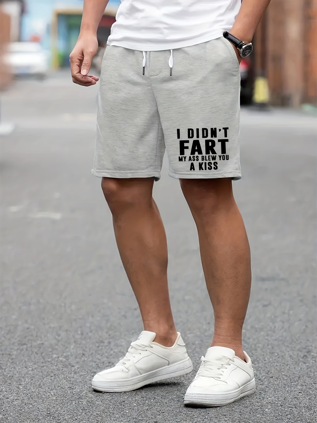 Fart'' Print Men's Comfy Loose Drawstring Shorts Summer - Temu