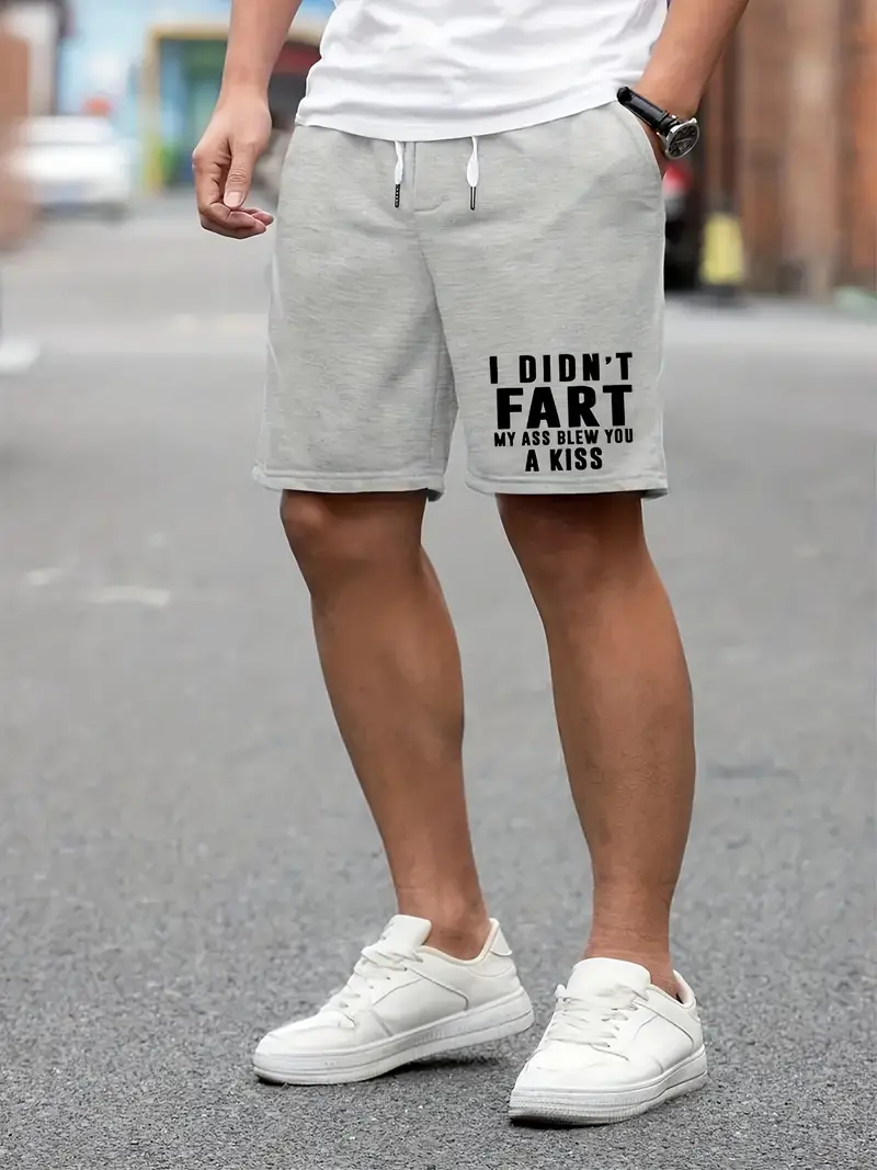 Fart\'\' Print Men\'s Comfy Loose Drawstring Shorts Summer - Temu
