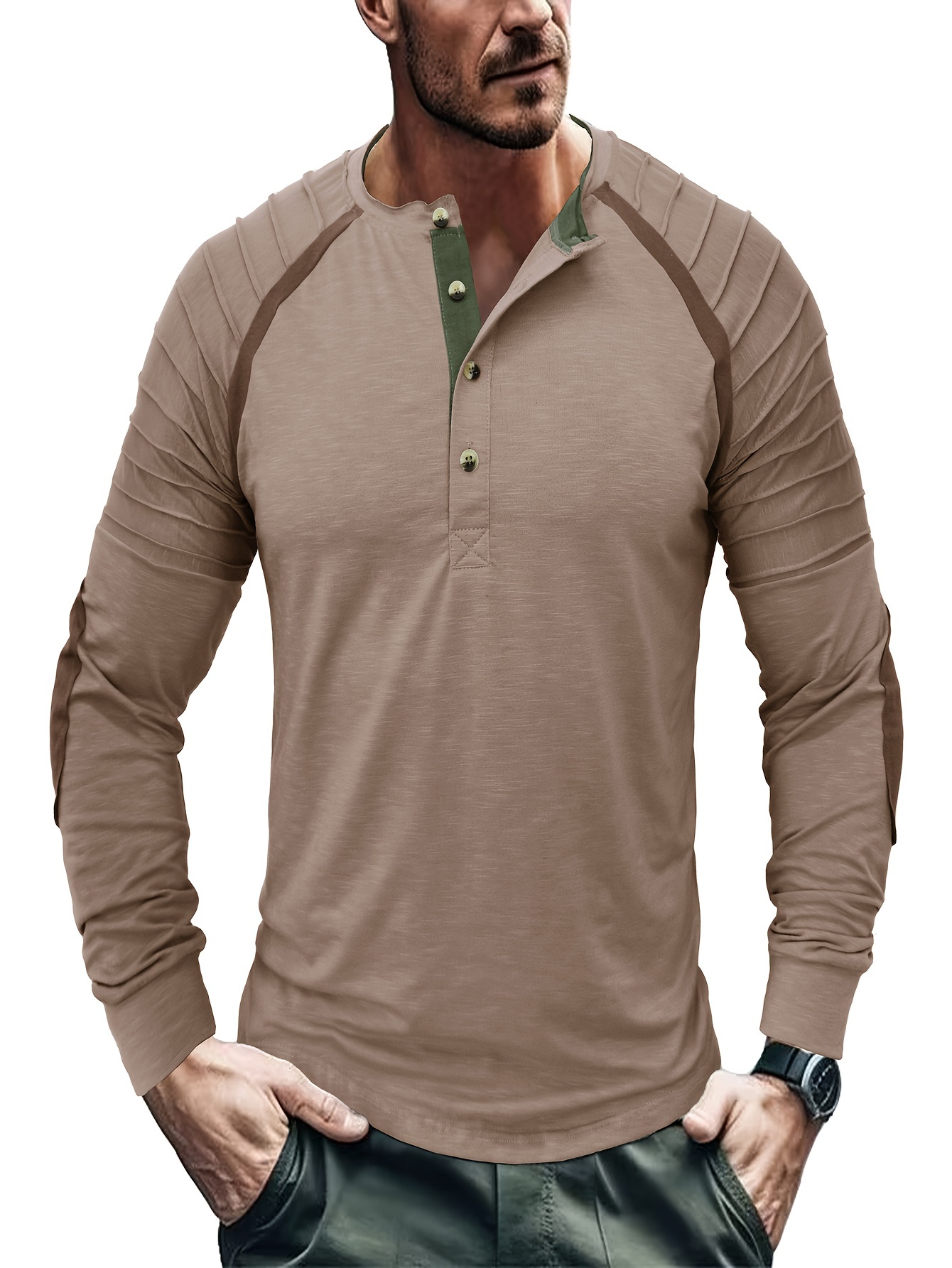 Men's T shirt Tee Henley Shirt Long Sleeve Shirt Plain Henley Plus Size  Street Casual Long Sleeve Button-Down Clothing Apparel 100% Cotton Classic  Casual Muscle…