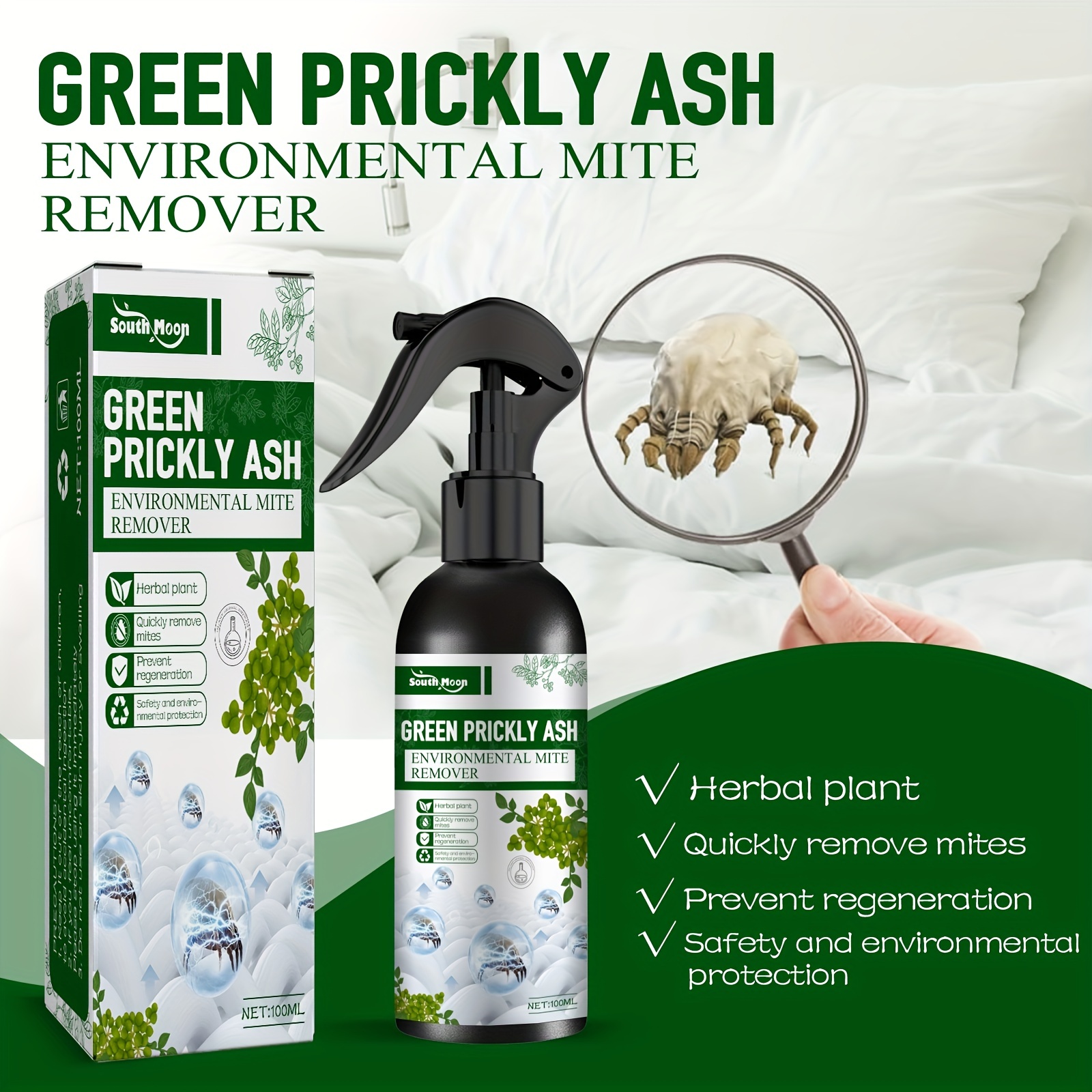 Green Prickly Ash Mite Removal Spray for Household Use