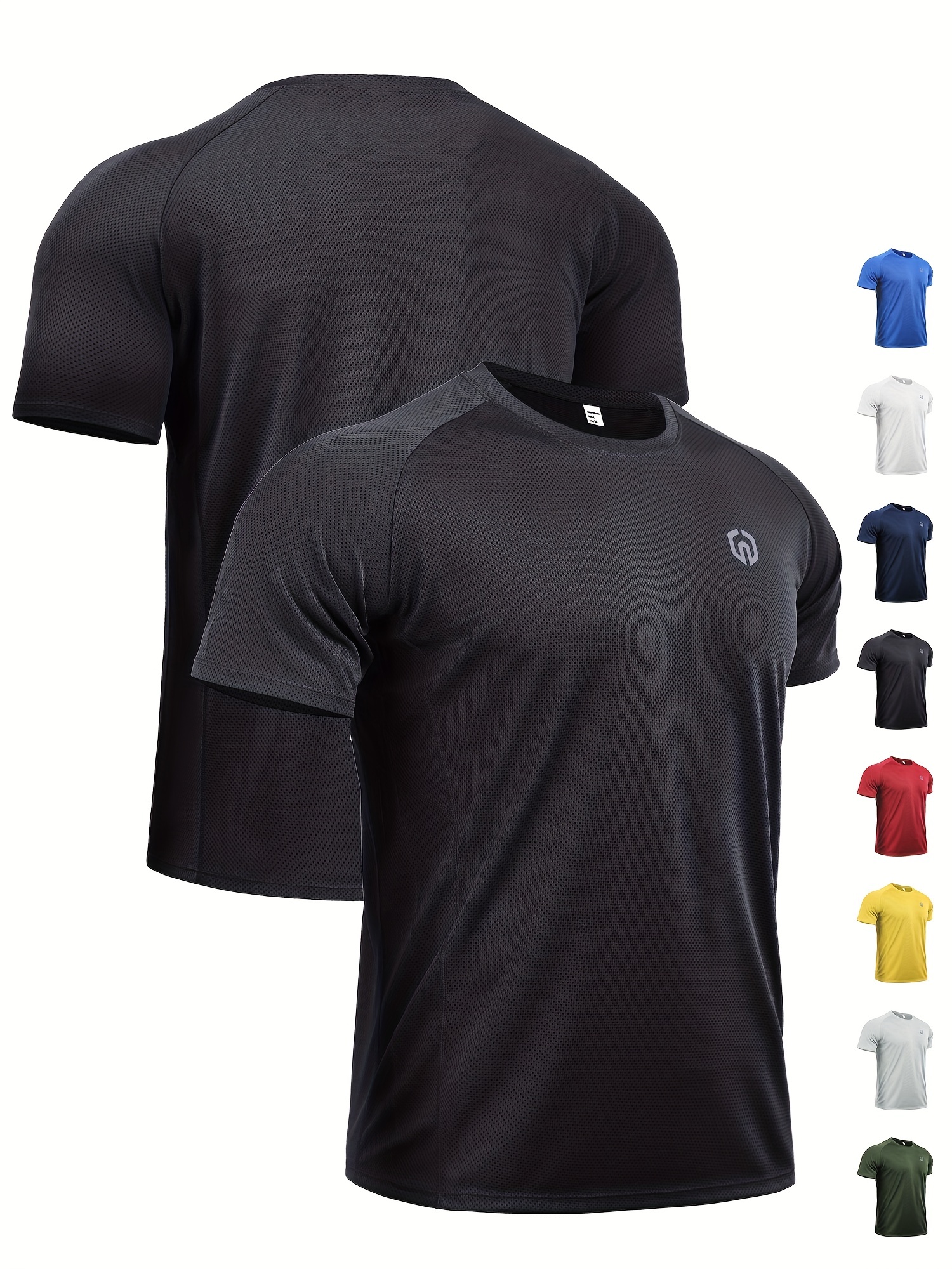 Hiking Shirts Men Slim Casual Breathable Short Sleeved T Shirt Cycling  Jacket Top Blouse Men Sports T Shirt (Black, M)