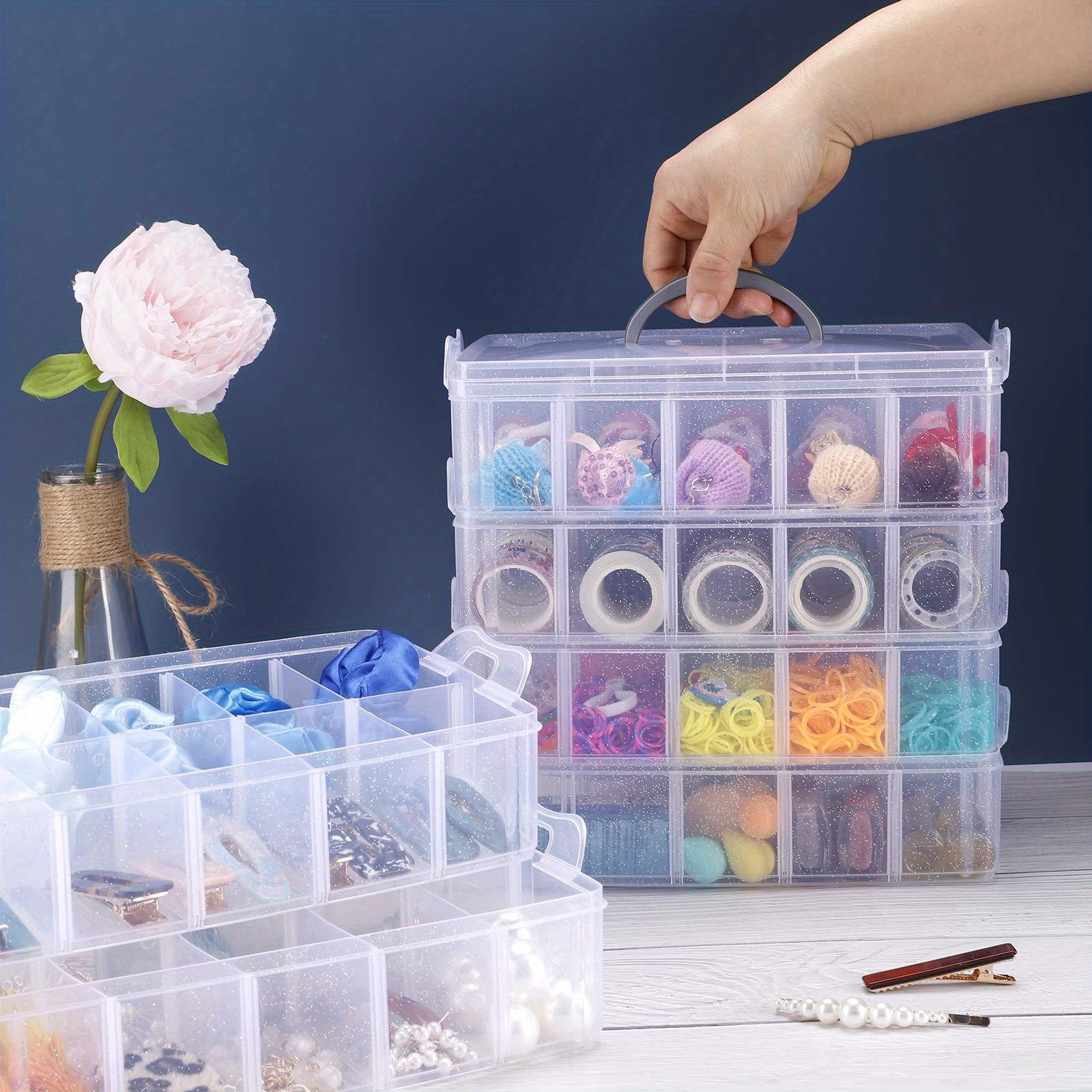 1pc 6-Tier Stackable Storage Container Box With 60 Adjustable Compartments,  Bead Organizers And Storage,For Craft Storage, Kids Toys, Art Crafts, Jewe