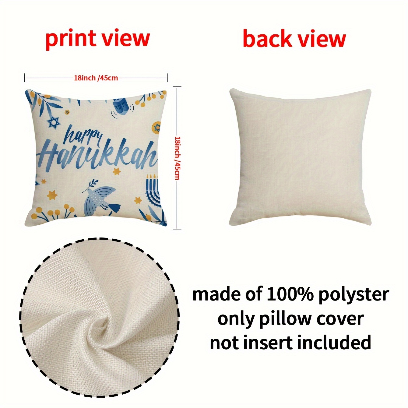Hanukkah Letter Throw Pillow Cover, Home Sofa Cushion Cover, Linen Blend  Letter Car Pillow Home, Pillow Insert Not Included - Temu