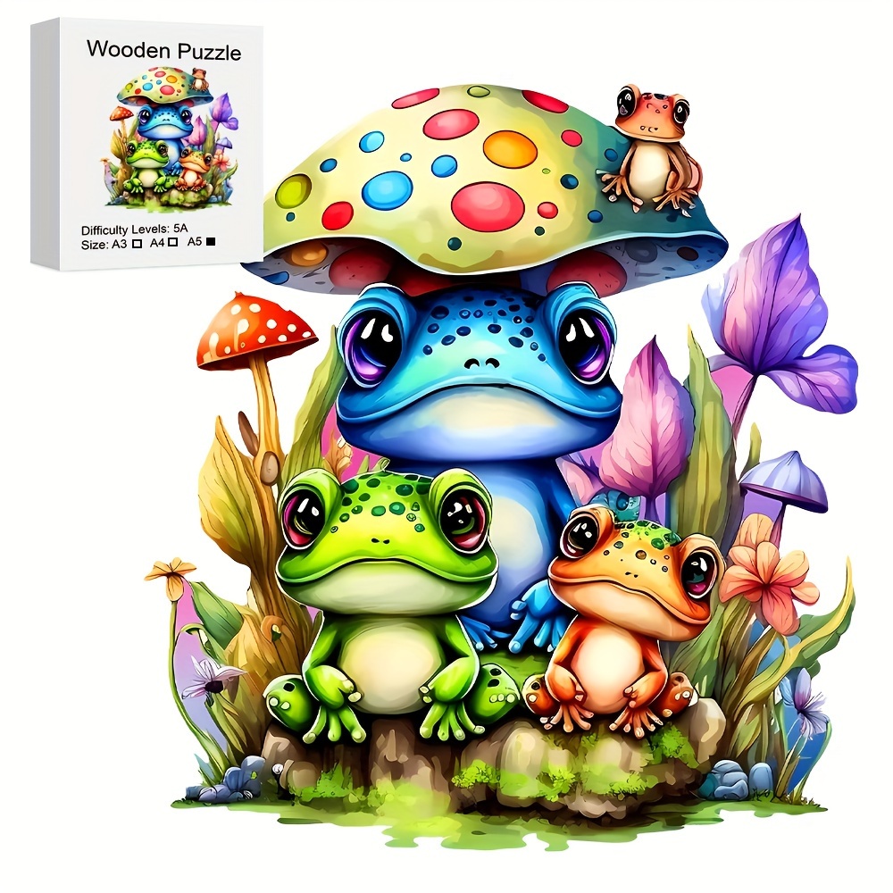 

Frogs Wooden Puzzle For Jigsaw Lovers, Uniquely Irregular Animal Shape Puzzles Wooden Toys, Christmas Birthday Gift With Beautiful Package Home Decor Family Game