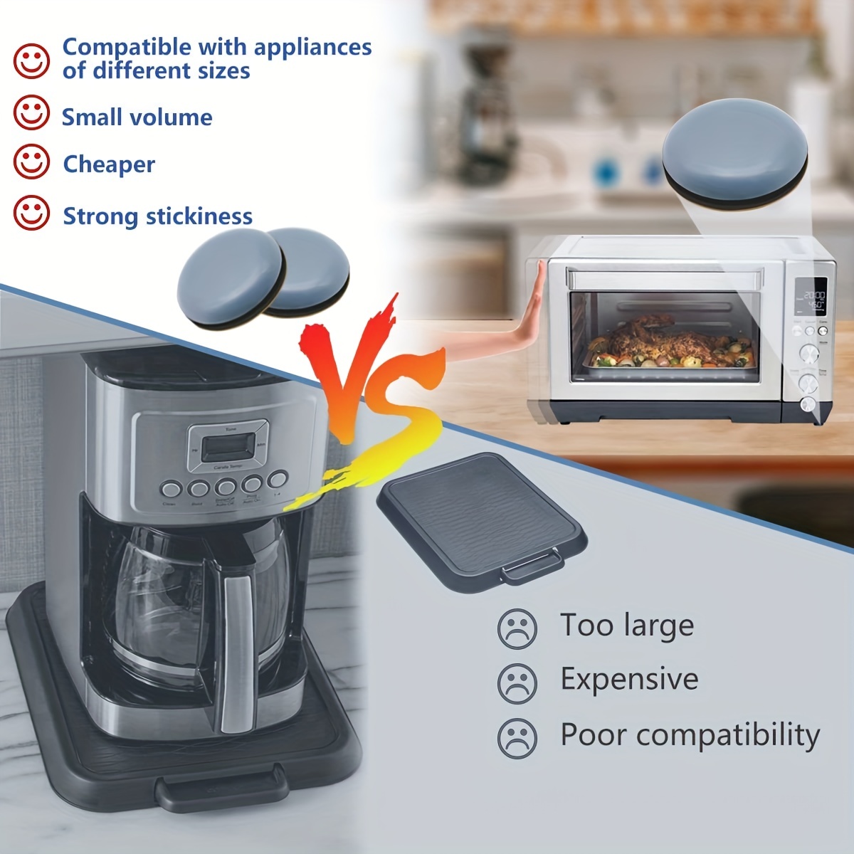 Space-saving Kitchen Appliance Sliders - Self-adhesive For Coffee