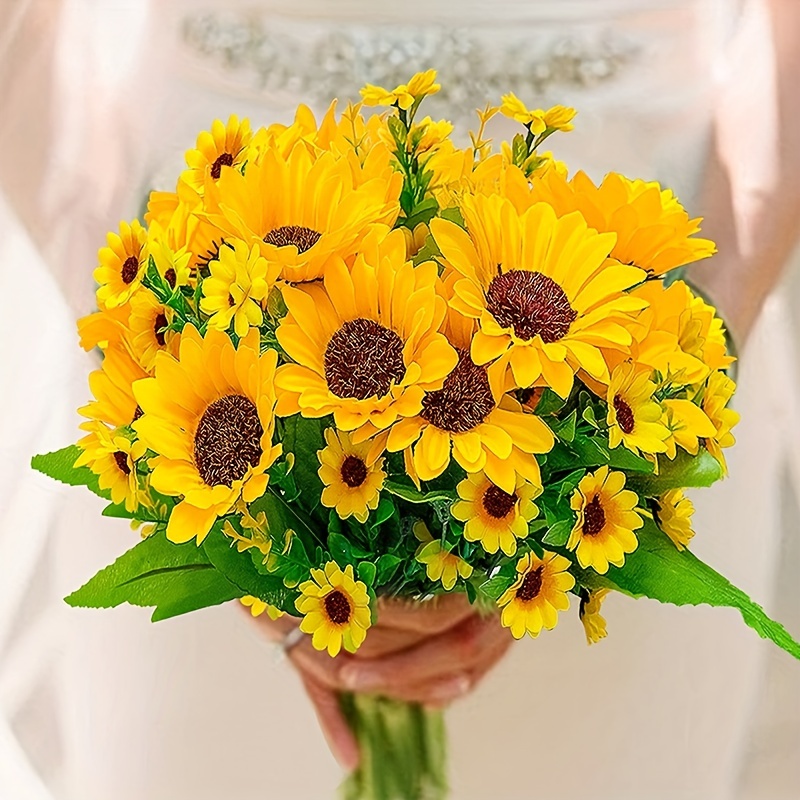 1pc Girasoli Artificiali Con Stelo, Stelo Di Fiori Artificiali, Bouquet Di  Girasoli Finti Per Centrotavola Per Feste In Ufficio Per Matrimoni A Casa