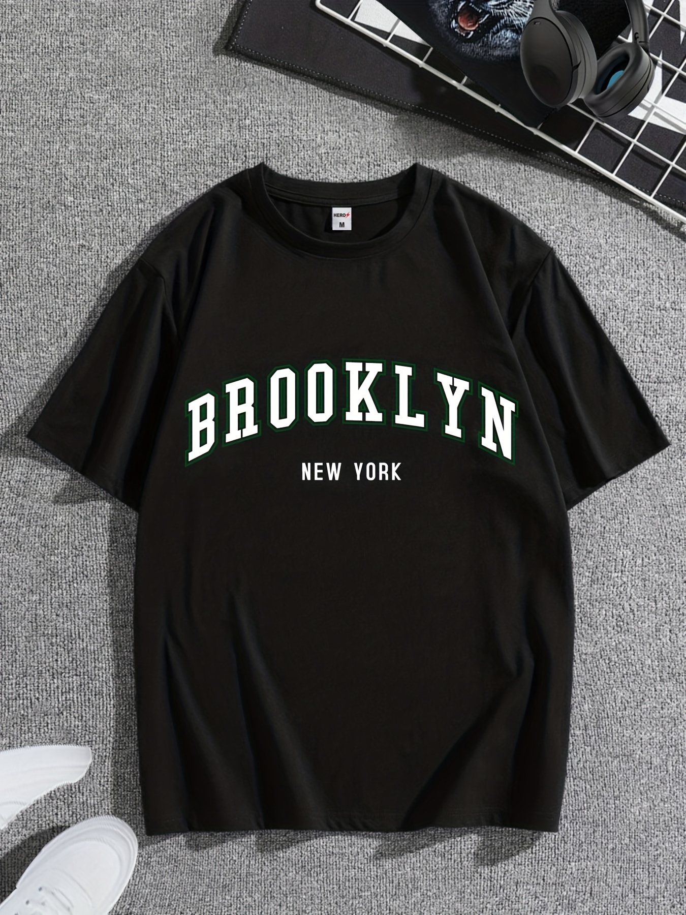 brooklyn New York Men's T-shirt For Summer Outdoor, Casual Slightly  Stretch Crew Neck Tee Short Sleeve Graphic Stylish Clothing - Temu