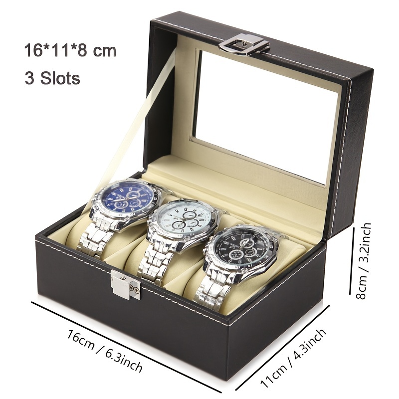 Caja de relojes Tonando para hombre, caja de exhibición de reloj con 6  ranuras, organizador de joyas, negro