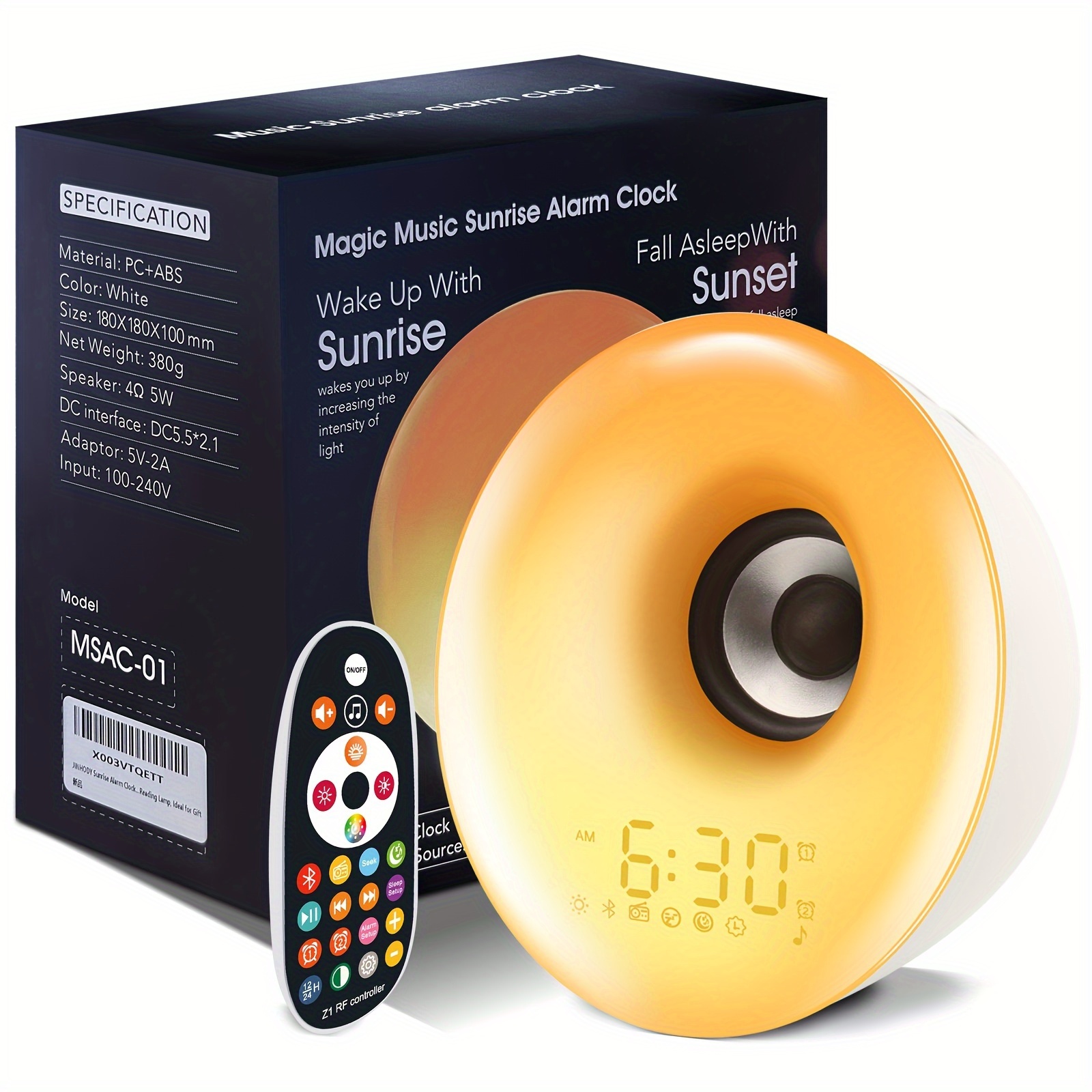 Reloj despertador con luz de amanecer con simulación de amanecer y  atardecer, 25 sonidos de sueño natural, 12 colores, luz nocturna, alarmas  duales