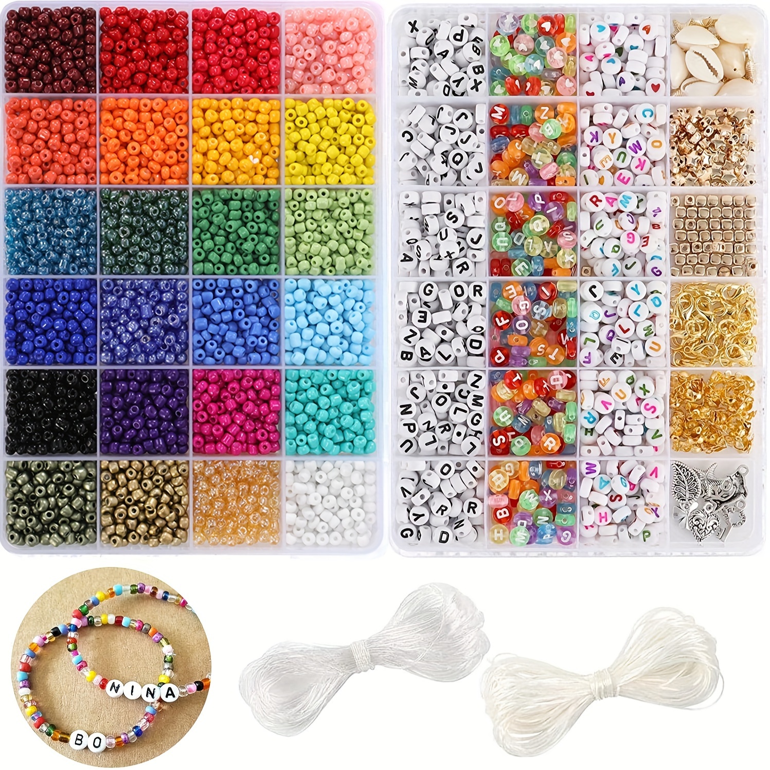 5000 Pcs Clay Beads for Jewelry Making,24 Color 3MM Glass Seed Beads,Letter  Beads for Bracelets Making Kit Included 18 Colors 6mm Flat Round Spacer Clay  Beads Hearts Beads Necklace Making Kit price