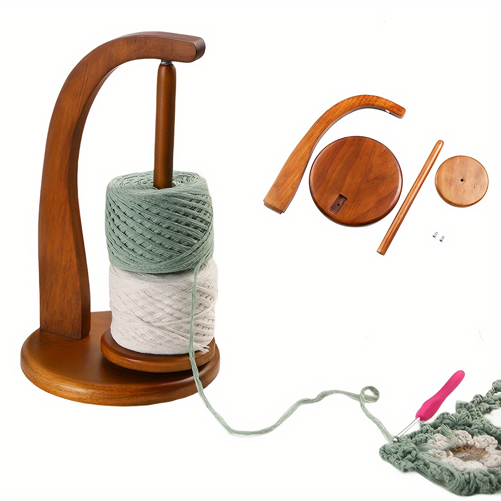 Yarn Ball Holder Wood Thread Yarn Spindle for Knit Skein Cord