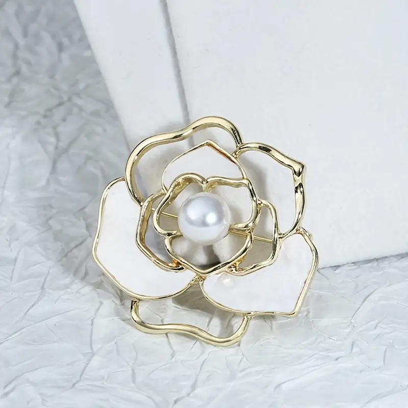 Flower Camellia Faux Pearl Elegant Brooches Pins Corsage Scarf Clips Safety Pin  Women Girls Vintage Clothing Decoration - Temu United Arab Emirates