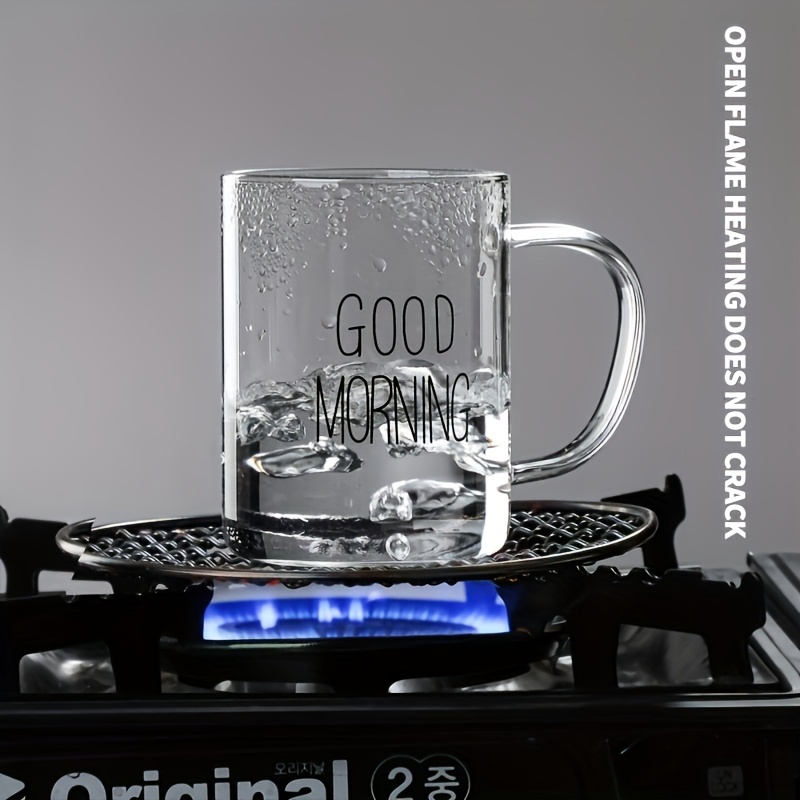 Good Morning Glass Coffee Mug, Clear Water Cup, Breakfast Coffee Cups,  Drinking Cups, Summer Winter Drinkware - Temu