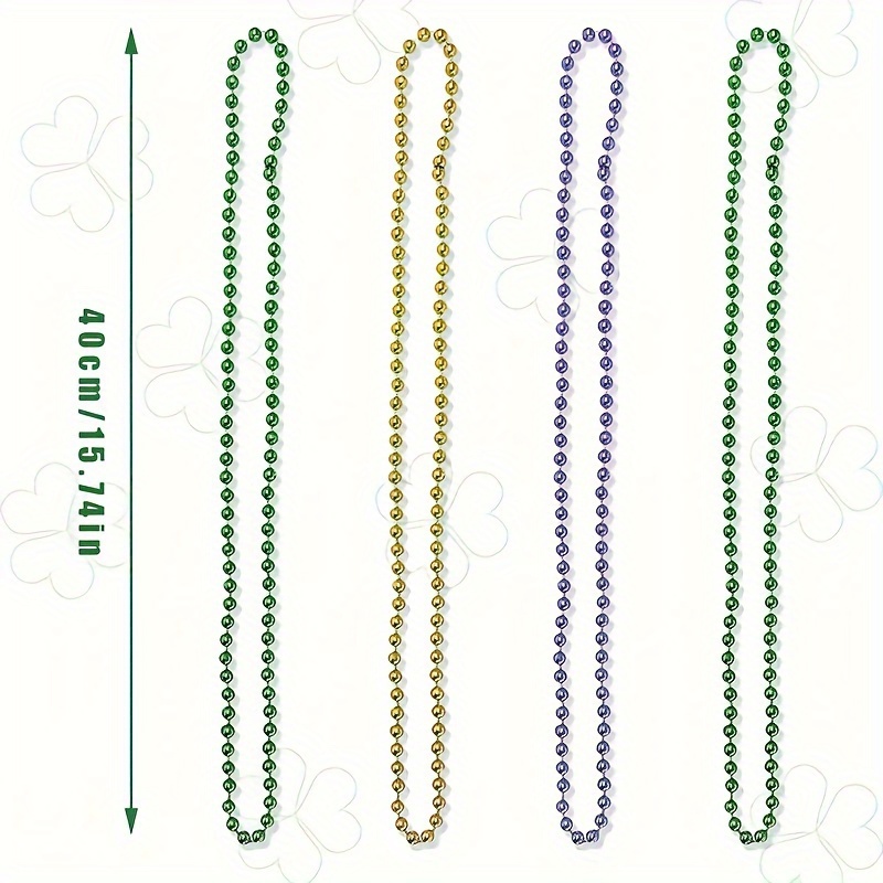 3pcs Bulk Mardi Gras Beads Necklace, Multi Colors Carnival Necklaces for Christmas Party, St. Patrick's Day Costume Neck,Temu