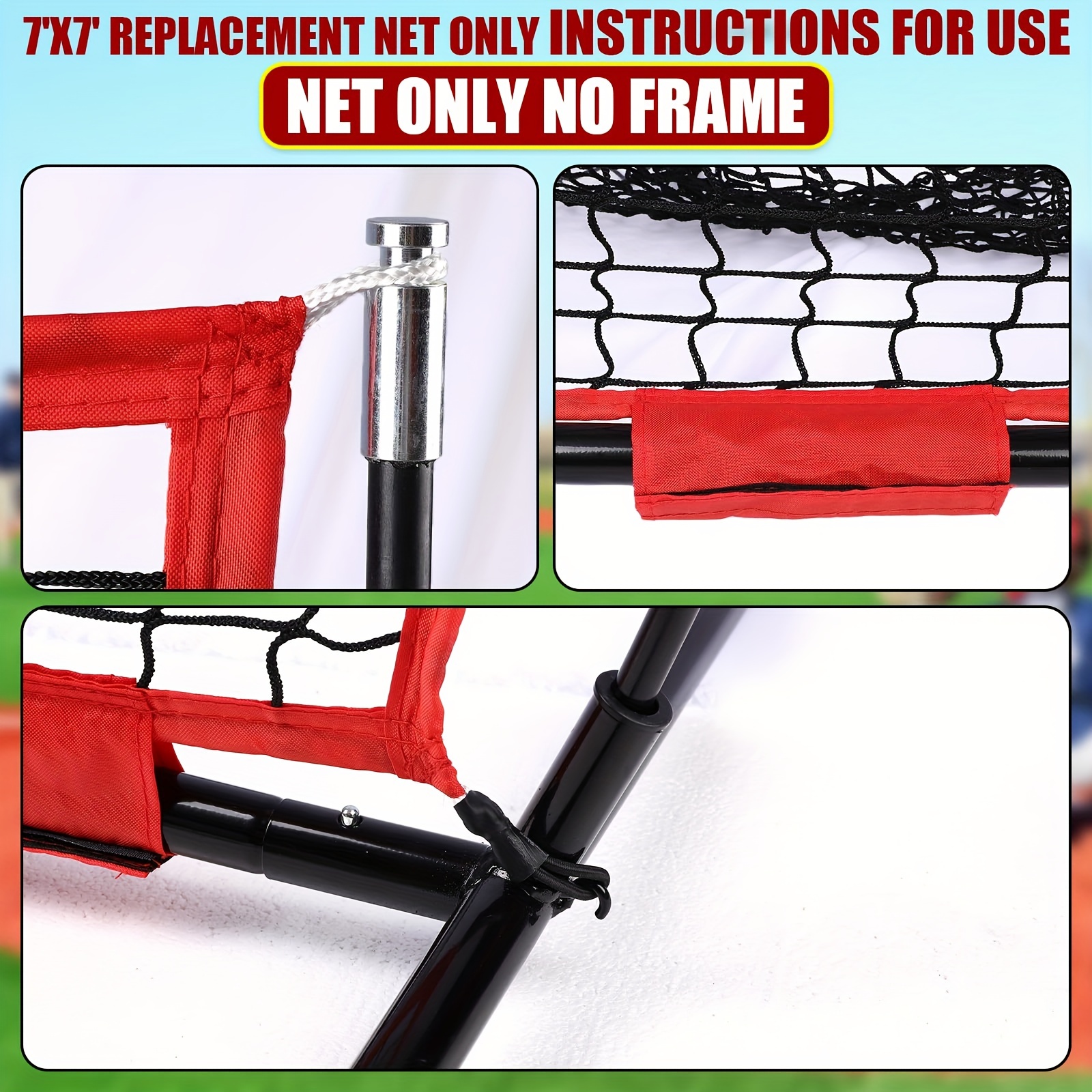 Baseball & Softball Replacement Net 7 Strand Heavy Duty Knotless Polyester