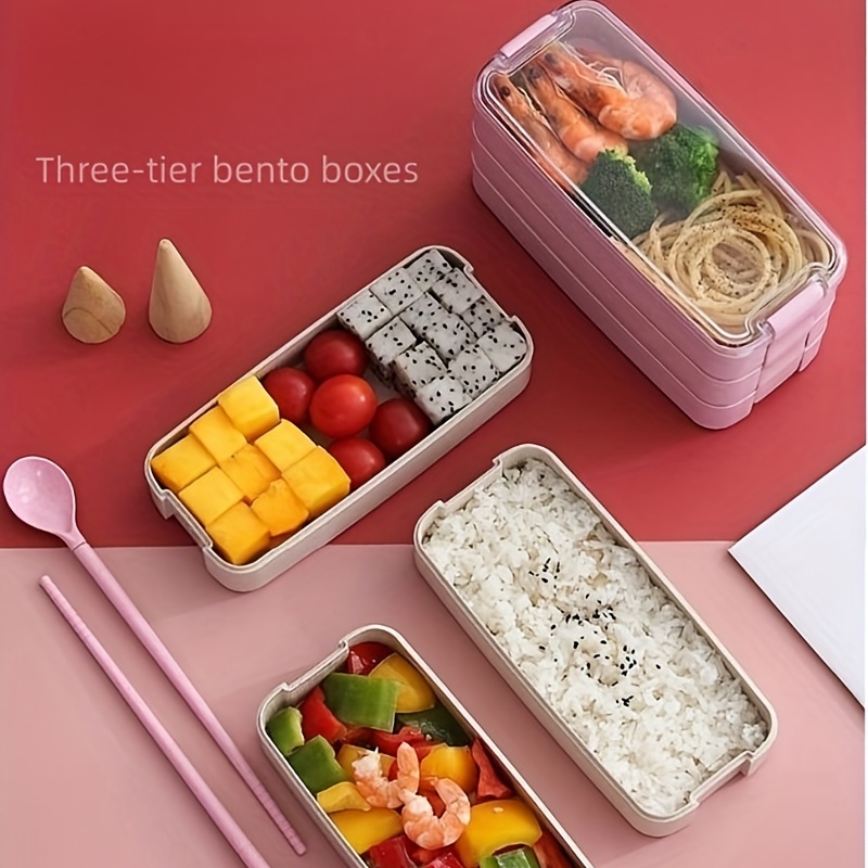 3 Tier Lunch Box Set With Spoon And Fork - Microwave And Dishwasher Safe Lunch  Box With Dividers And Utensils - Great For School, Travel And Snacks - Temu