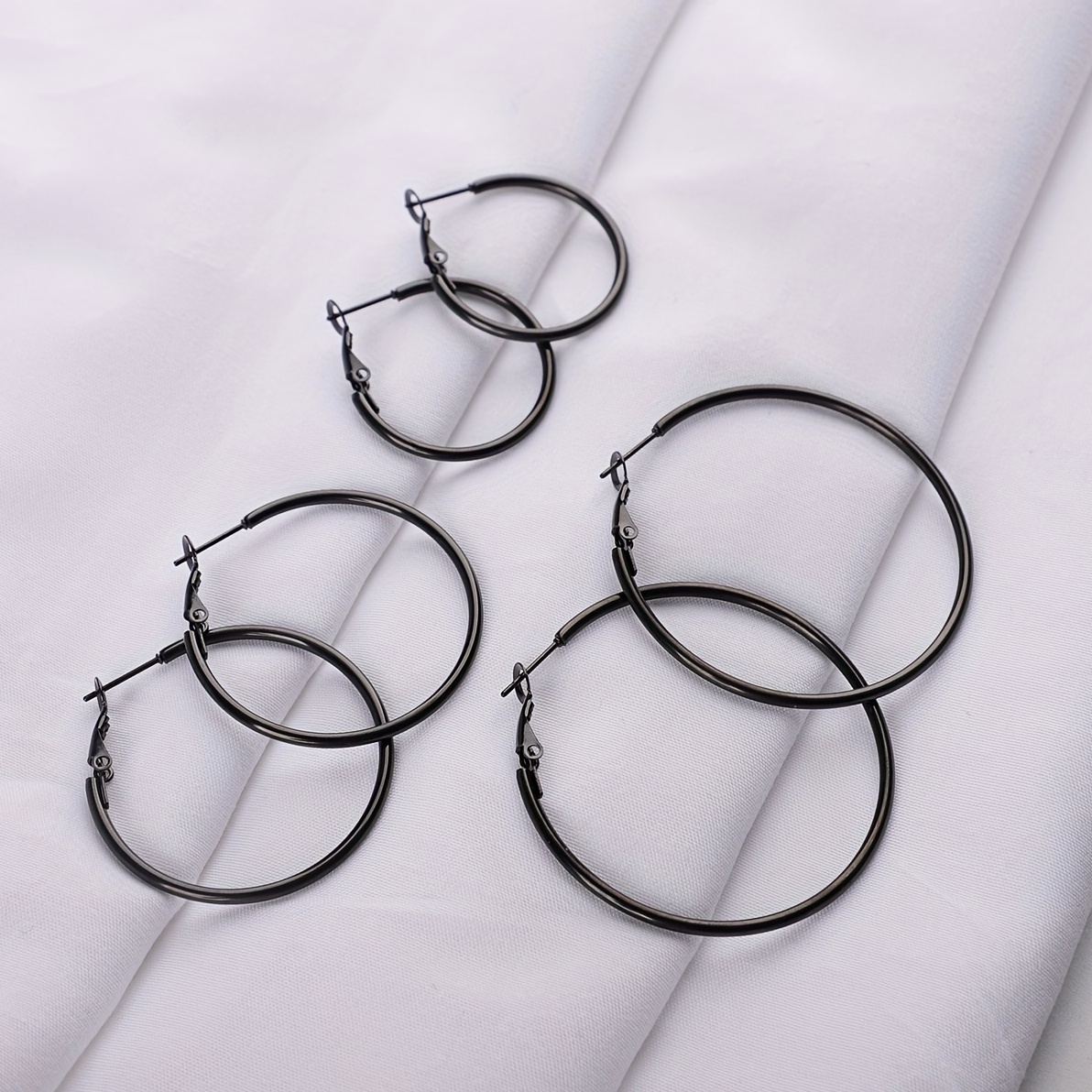 Stainless Steel Black Personality Earrings Women Girls - Temu