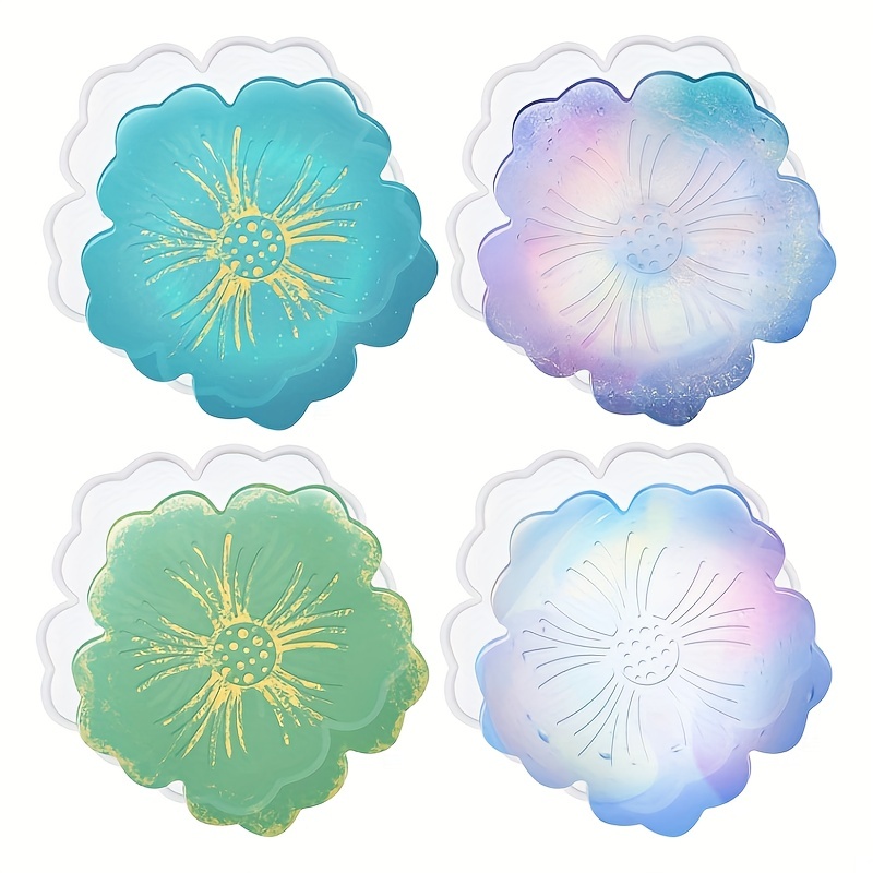 Large Flower Shape Resin Coaster Molds Fruit Cup Silicone Tray