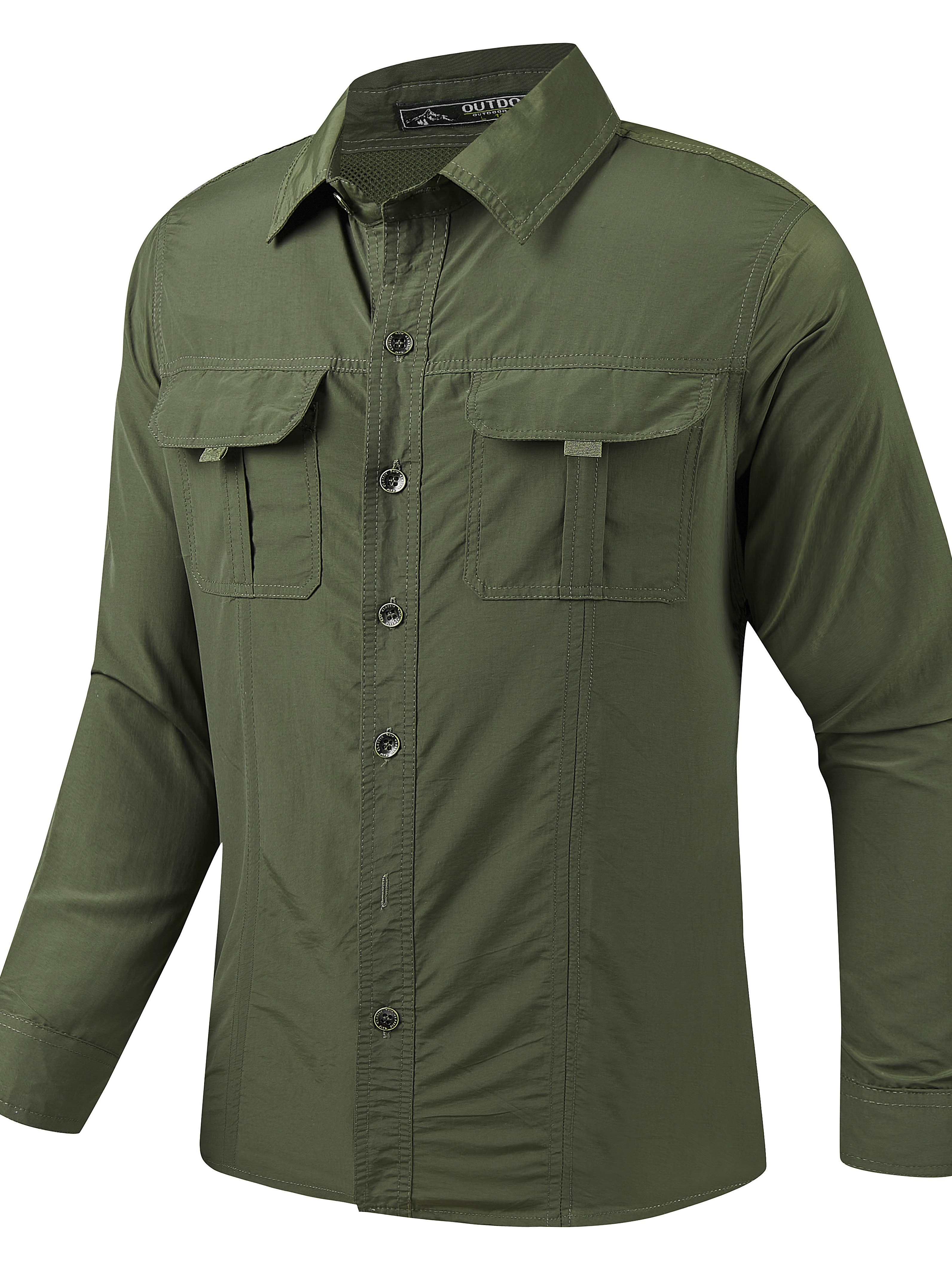 Men's Button Up Long Sleeve Shirts, Clean Solid Color Casual Lapel for Men's Spring/Summer Outdoor,Temu