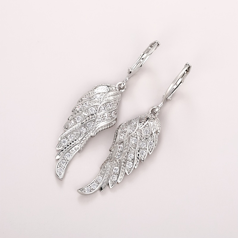 Zirconia Wings Drop Earrings Sparkling Dangle Earrings
