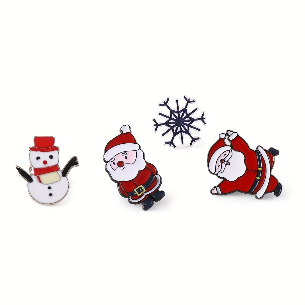 4pcs Christmas Car Accessories Santa Claus & Snowman Shaped