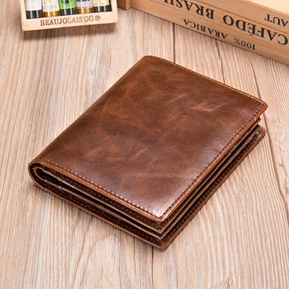 mens genuine leather wallet large capacity credit card holder vintage thickened first layer cowhide wallet