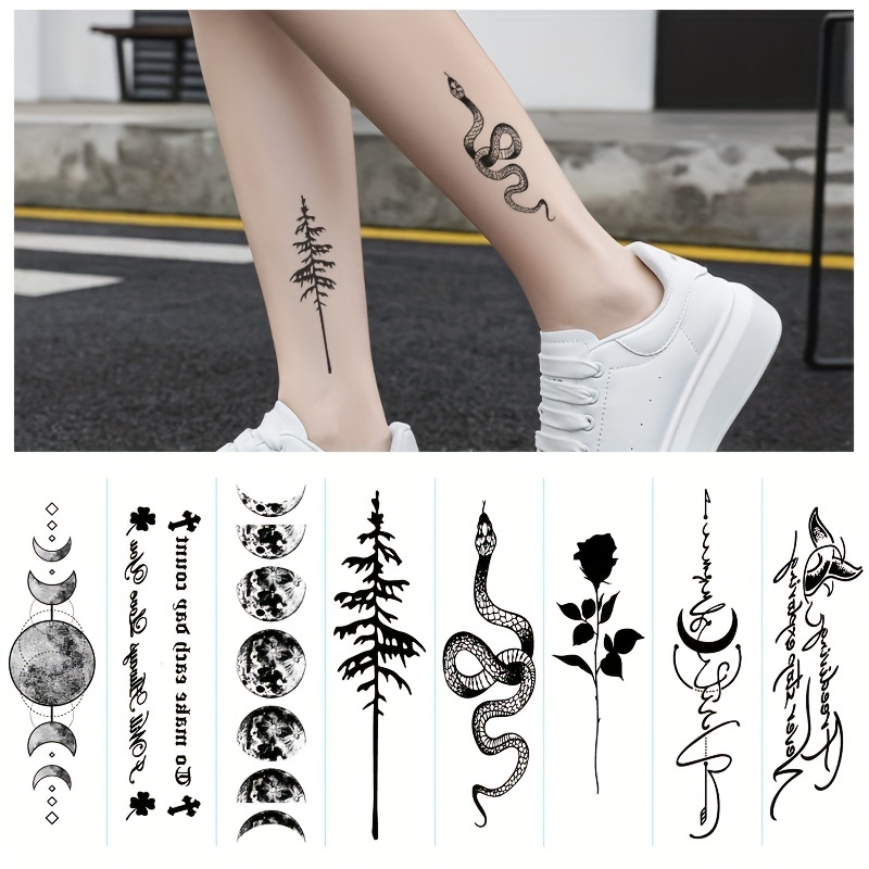 Tattoo Women Body Art Painting Arm Leg Tattoo Sticker 3d Fake Black Rose  Waterproof - Tattoo Stencils - AliExpress