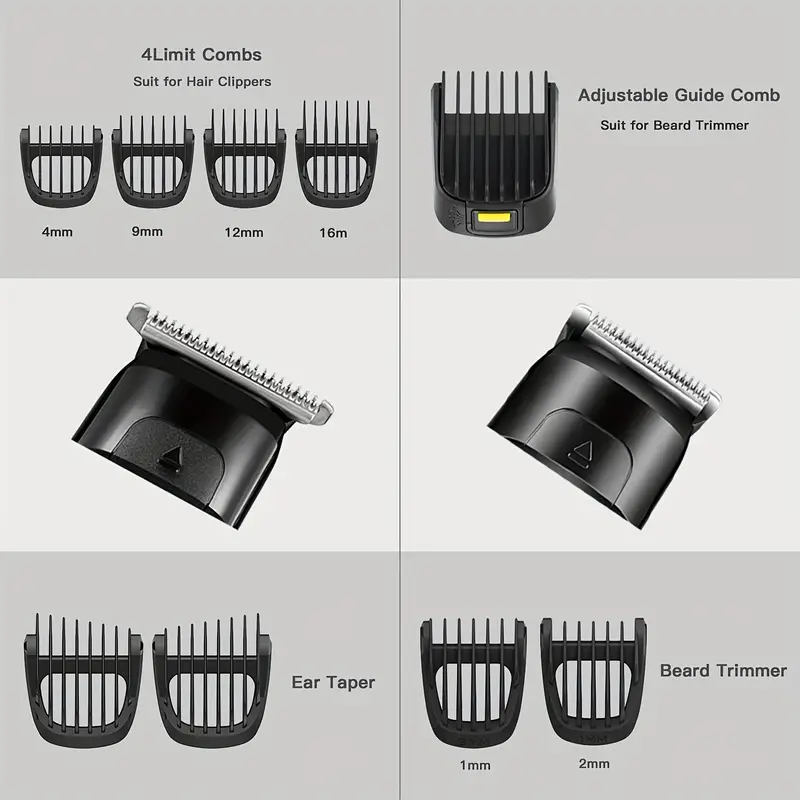 14 in 1 hair cutting grooming kit professional hair clippers waterproof beard trimmer for men rechargeable cordless hair mustache trimmer body groomer trimmer with storage dock details 3