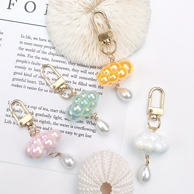Set, With Cloud-shaped Sticky Notes And Shiny Pom-poms Keychain, 50 Pieces  Of Cloud-shaped Sticky Notes In The Style Of Ai Kakatong, Shiny Pom-pom Dol