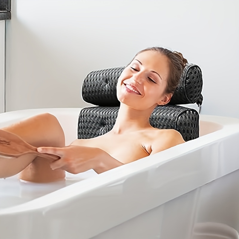 3d Mesh Spa Bañera Reposacabezas Almohada Ventosas - Temu