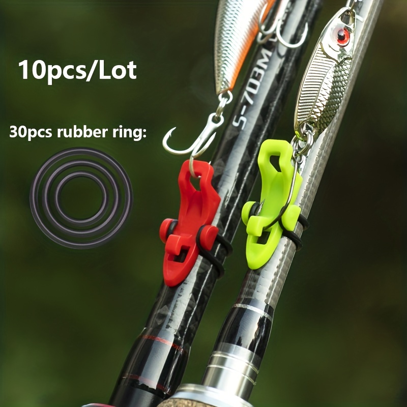5pcs Elastic Fishing Rod Hook Keeper Fly-Pole Rubber Rings Metal