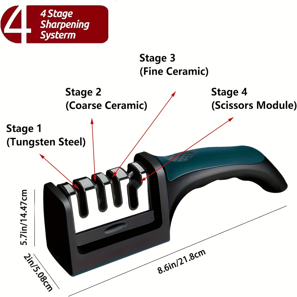 Four In One Kitchen Knife Accessories: A Three-level Sharpener Helps  Repair, Restore, And Polish The Blade (black) - Temu