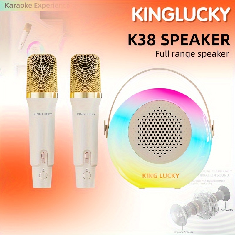 Kinglucky K38 Karaoke Machine With 2 Wireless Microphone And