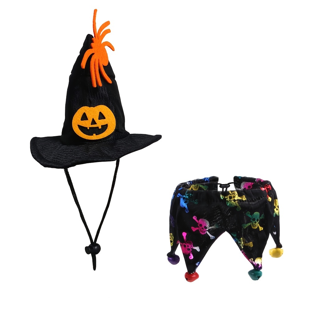 Halloween Pet Dog Cat Witch Hat And Bandana Cosplay Prop Bat - Temu