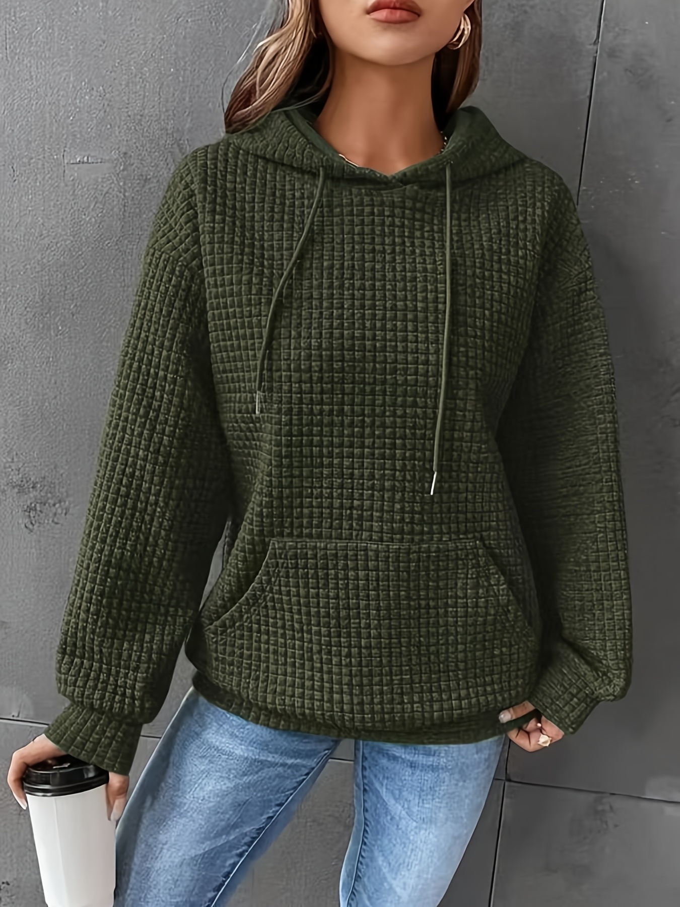 Oversized Waffle Knit  Womens Sweatshirts With Long Sleeves And Side  Slits Casual Pullover Top From Shangzhu, $18.33