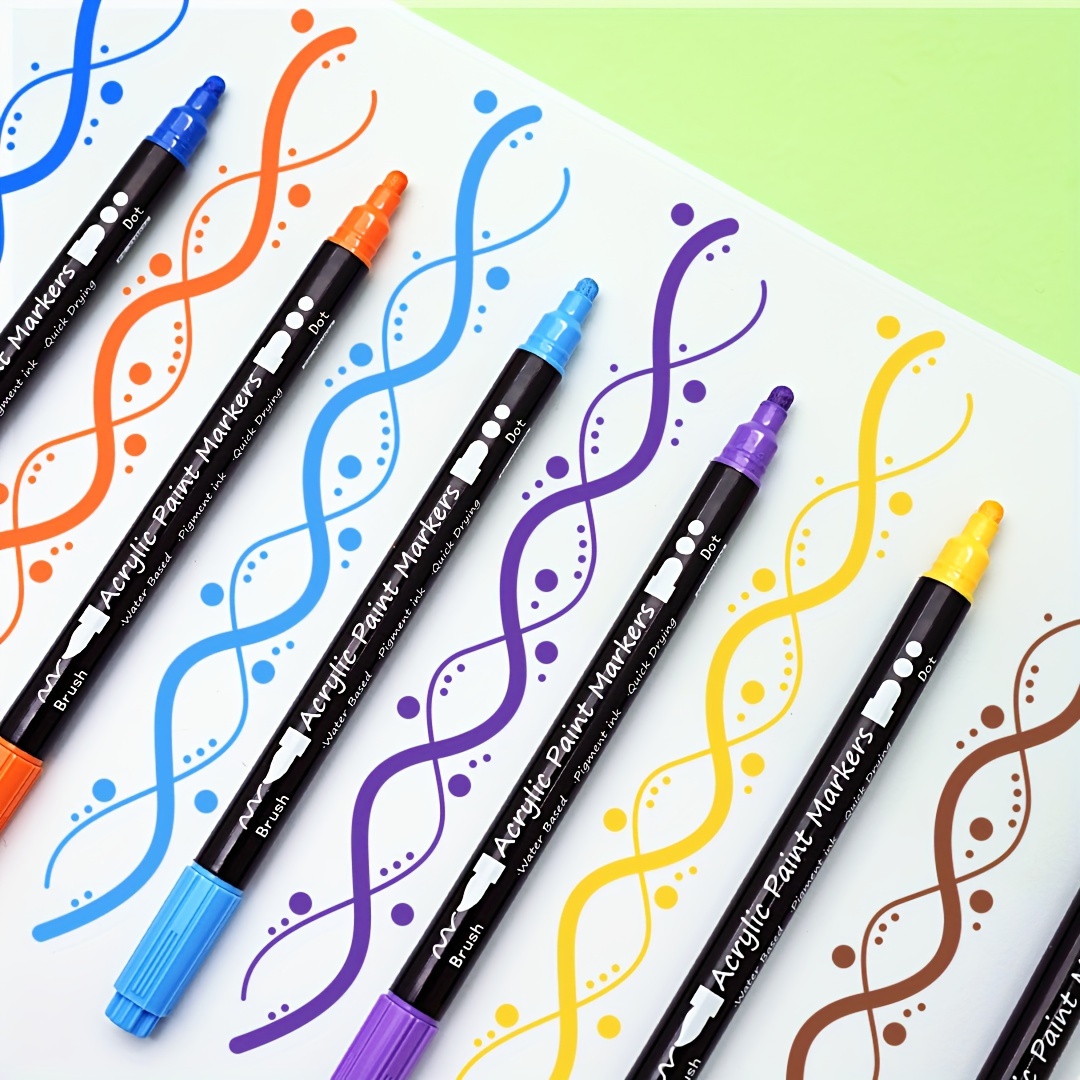 Betem 24 Colors Dual Tip Acrylic Paint Pens Markers, Premium Acrylic Paint  Pens for Wood, Canvas, Stone, Rock Painting, Glass, Ceramic Surfaces, DIY