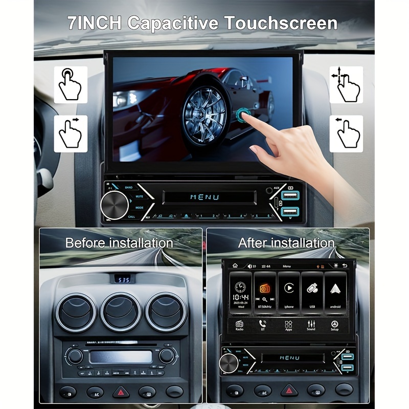 Adjustable Removable Touch Screen Car Stereo Single Din Car - Temu
