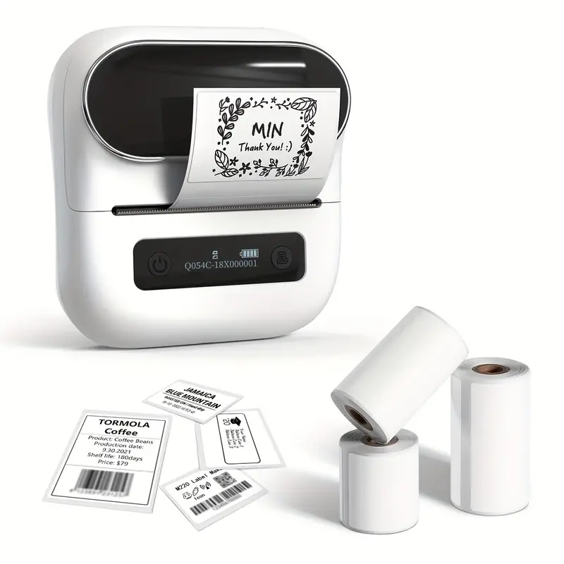 m220 label maker new flagship 3 14 inch bt thermal label printer for barcode address labeling mailing file folder label easy to use support with phones pc with 3 roll label details 1