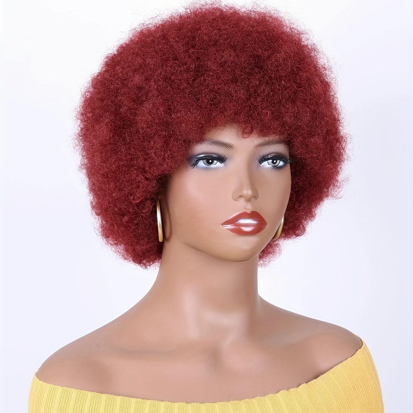 Big Afro Wig for Black Women, Wine Red Afro Wigs Large Bouncy and Soft  Natural Looking Hair, Short Afro Kinky Curly Premium Synthetic Wig（Wine Red）