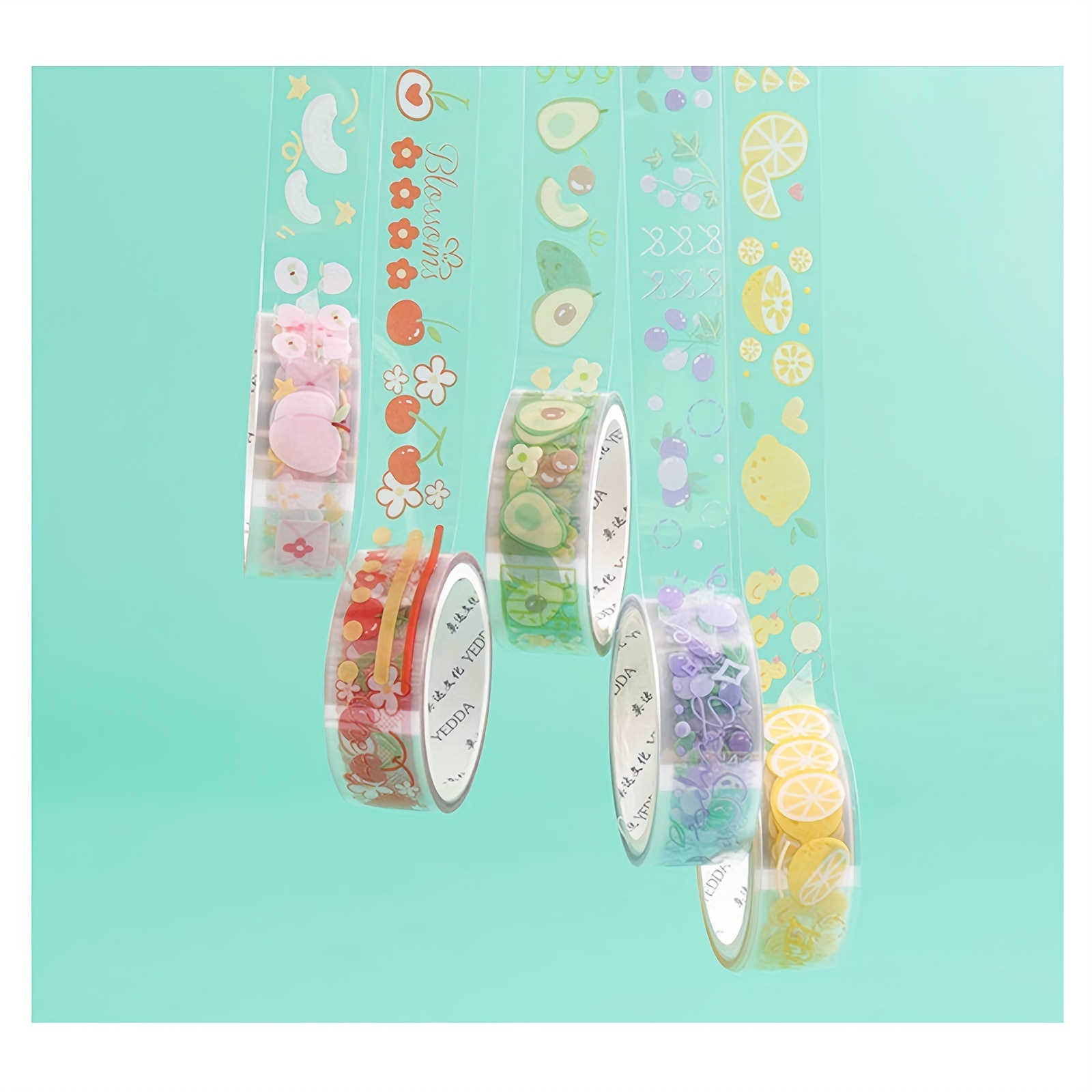 1 5cm 2m Fruit And Meat Lot Pet Transparent Washi Tape Set - Temu