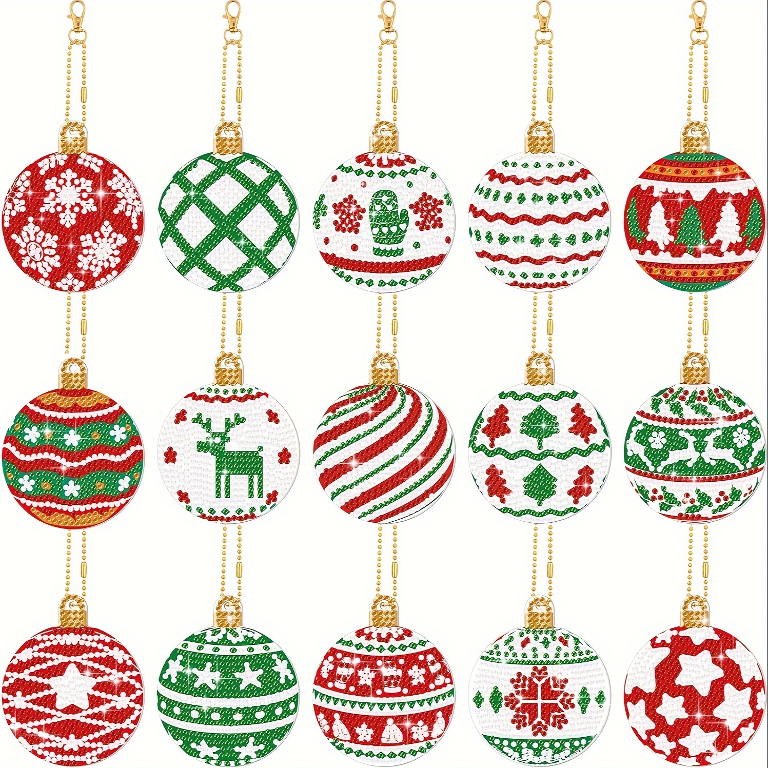 Holiday Diamond Art Ornaments Set of 8 